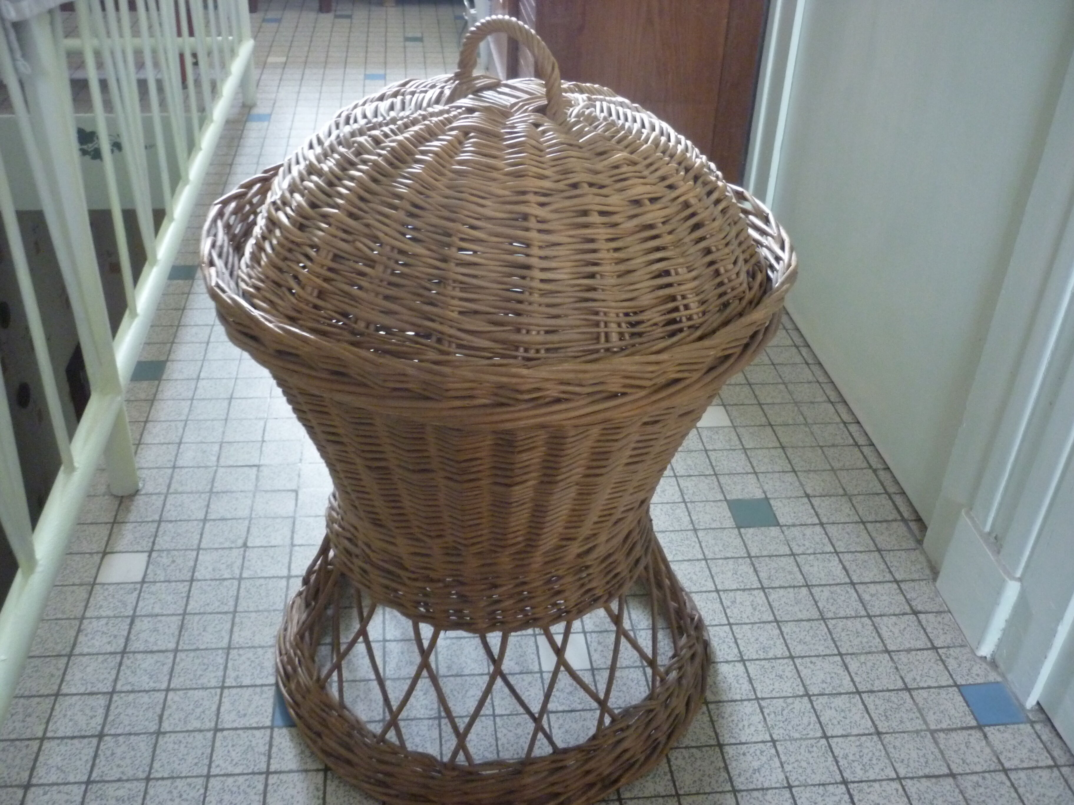 Vintage wicker laundry basket