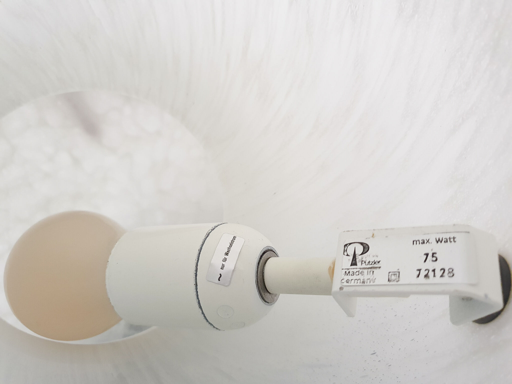 White opaline glass table light by Peil and Putzler, Germany 1970's