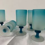 Set de 6 verres à pied en verre givré bleu