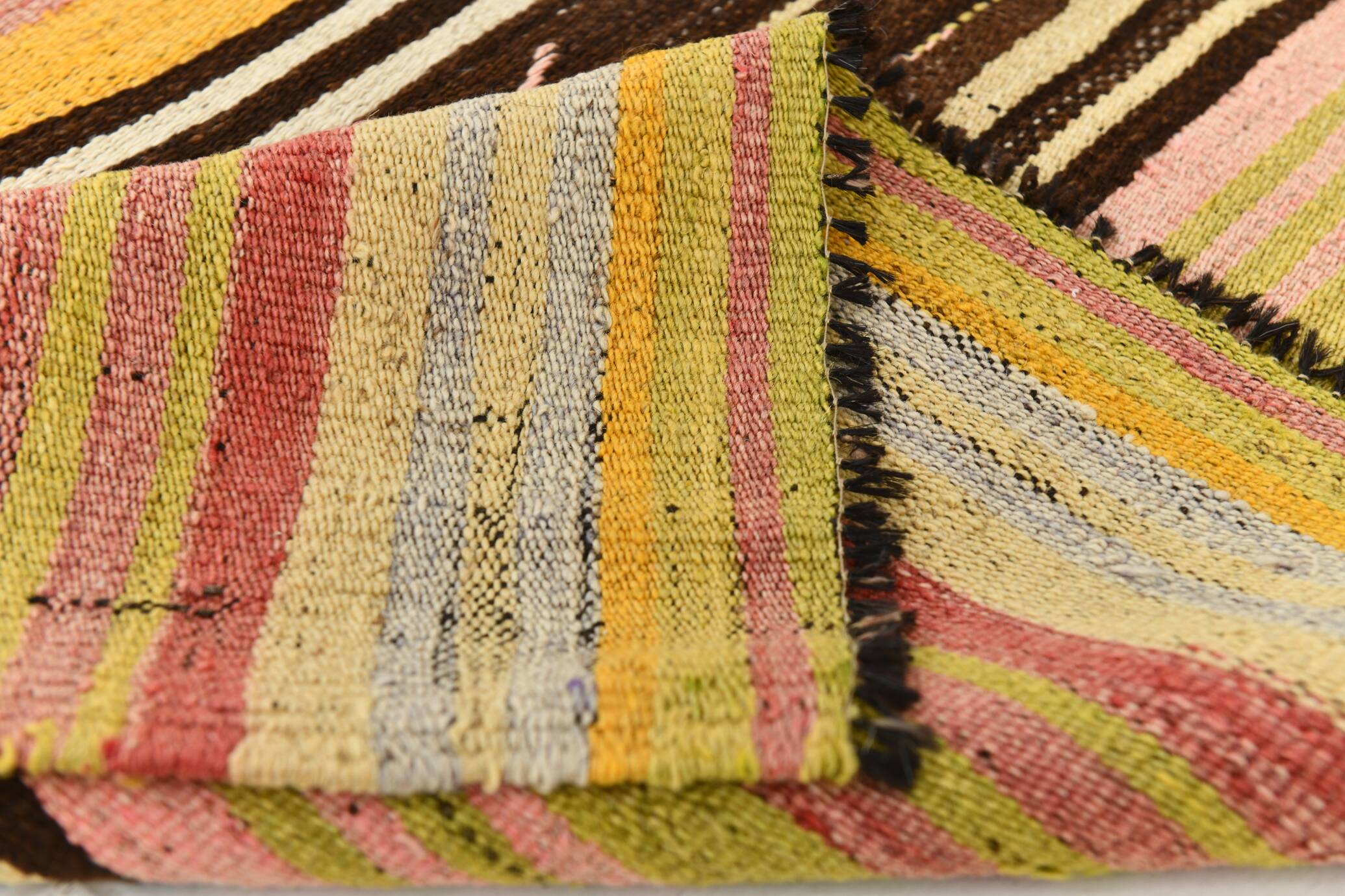10x11 Yellow & Brown Ethnic Vintage Kilim Rug, 326x350Cm