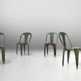 Set of 4 Vintage green Model A Chairs from Tolix, France, 1950s