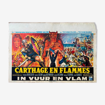 Affiche belge "Carthage en flammes" pierre brasseur, daniel gelin, peplum 1960