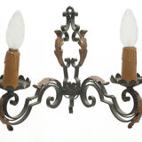 Large chandelier set and 2 appliques, Poillerat, 1950