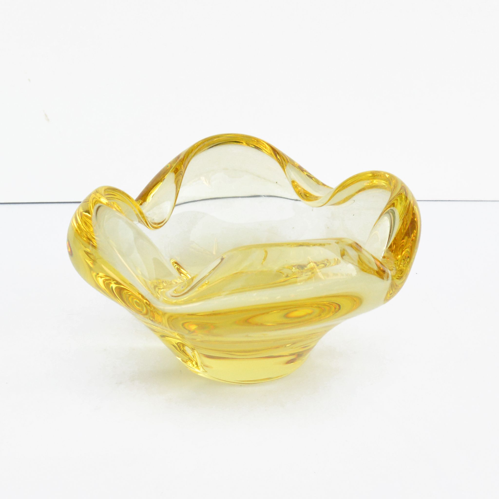 1960s organic modern ashtray, designed by M. Klinger, Zelezny Brod Sklo, Czechoslovakia
