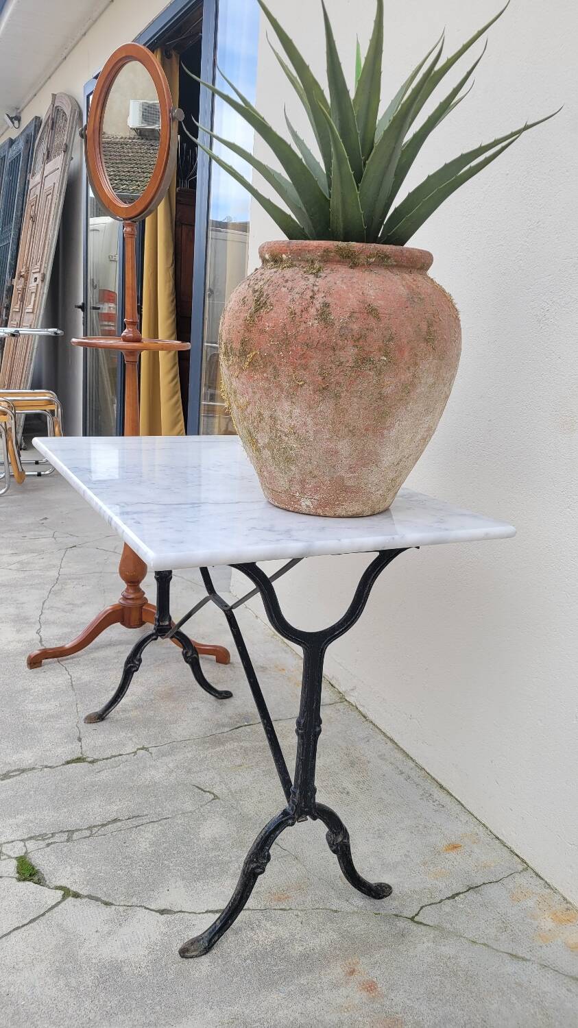 Marble and antique cast iron bistro table