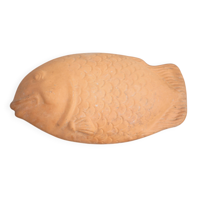 Plat en terre cuite forme poisson vintage, plat zoomorphe