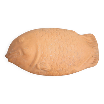 Plat en terre cuite forme poisson vintage, plat zoomorphe