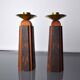 Paire de bougeoirs "David" en bois d'olivier, Handcrafted in Israel, 1960