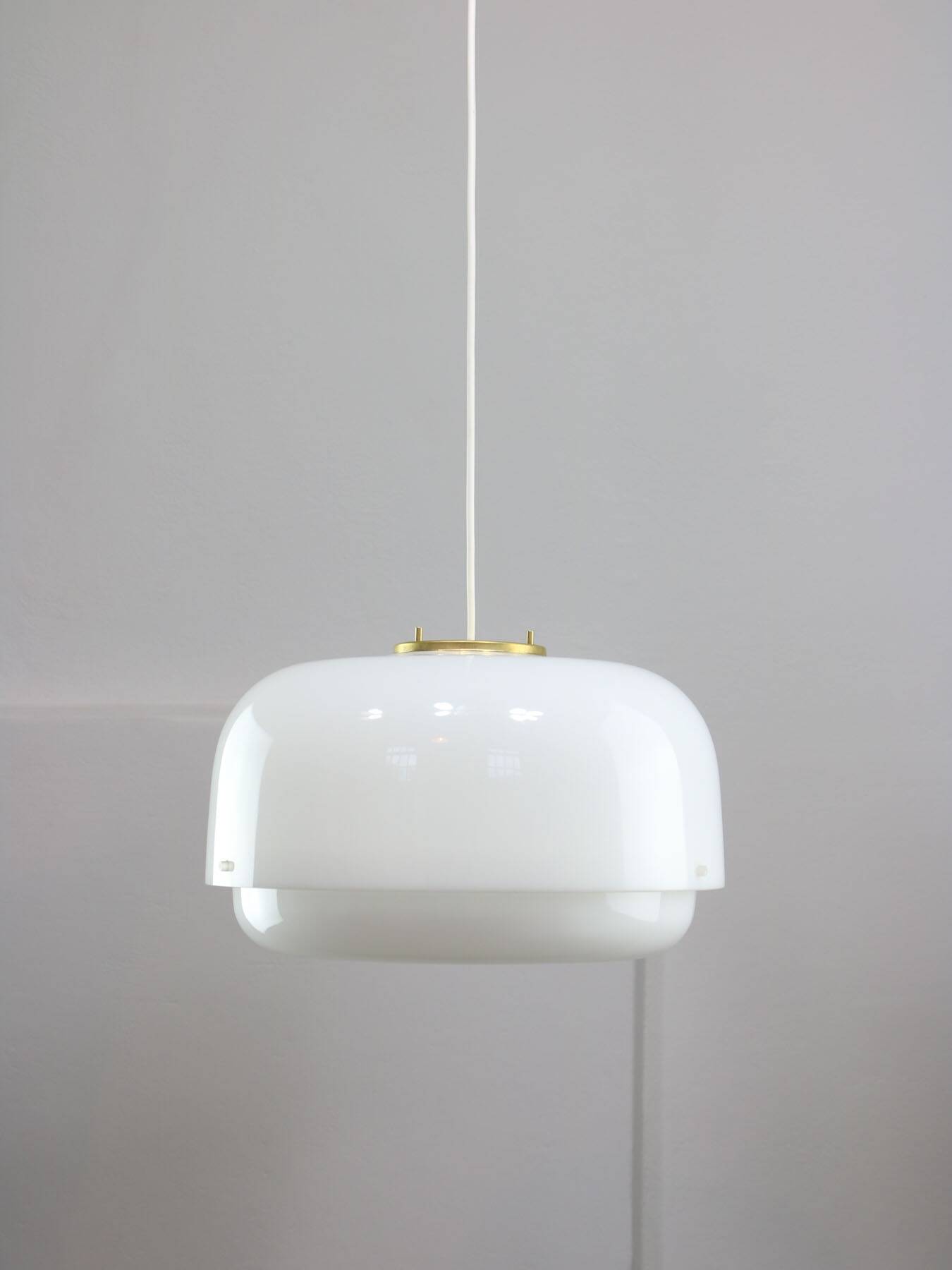 Italian White Medusa Pendant Brass Edition by Luigi Massoni for Guzzini, 1970s