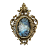 Italian baroque frame with portrait painted on silk.