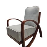 Hungarian Art Deco Lounge chair with curved, bentwood walnut armrests, 1930s