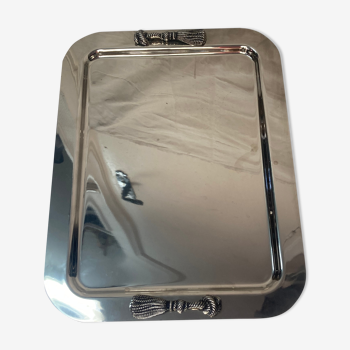 Silver metal service tray from 1980