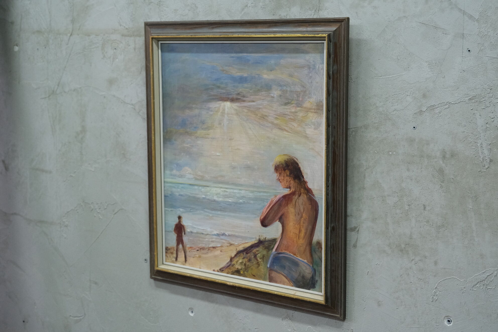 Modernist oil on panel, signed, framed, 1970
