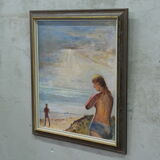 Modernist oil on panel, signed, framed, 1970