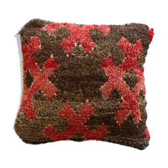 Coussin berbère marocain boujad rouge et noir 45x45