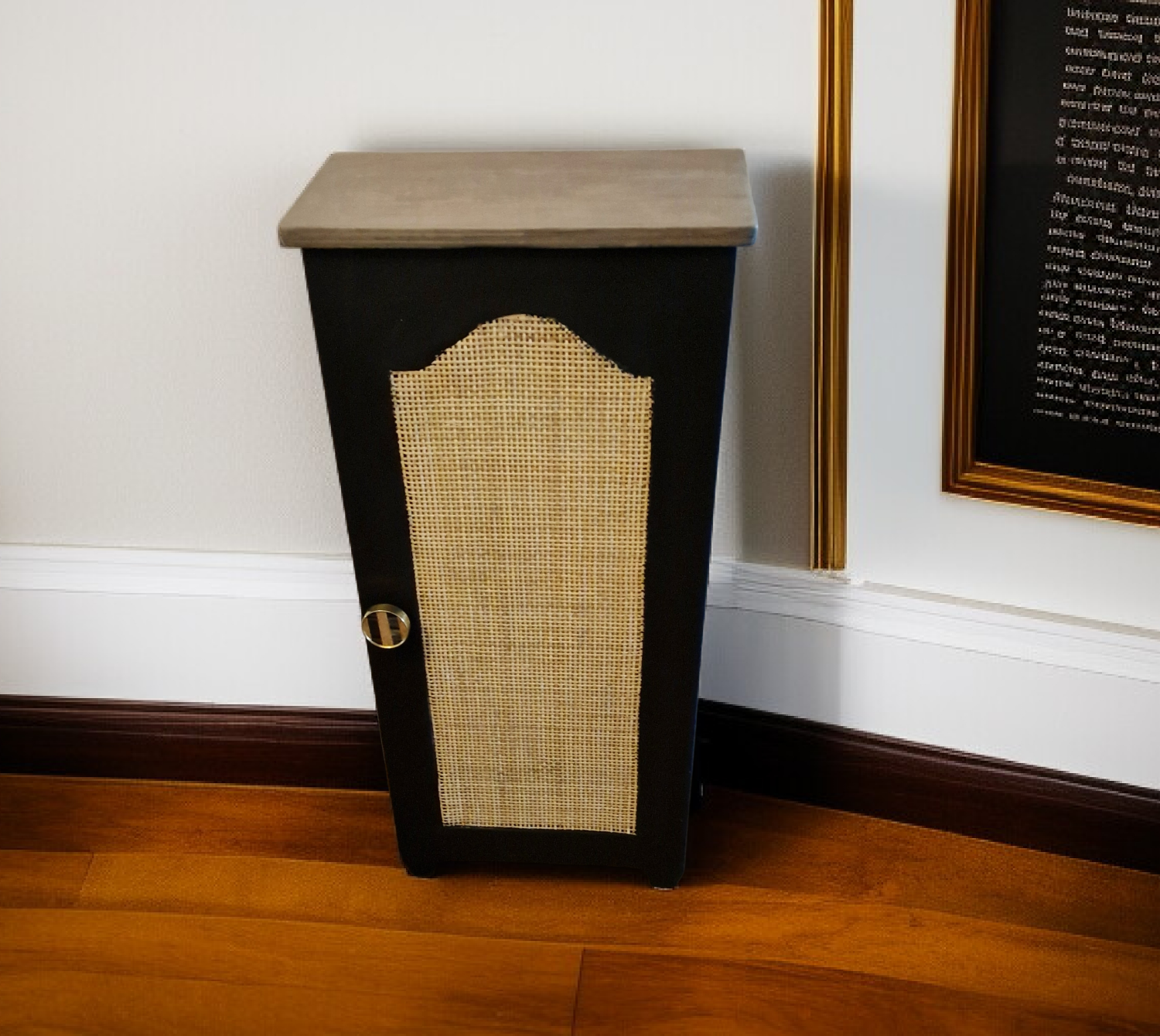 Wooden chest with caning