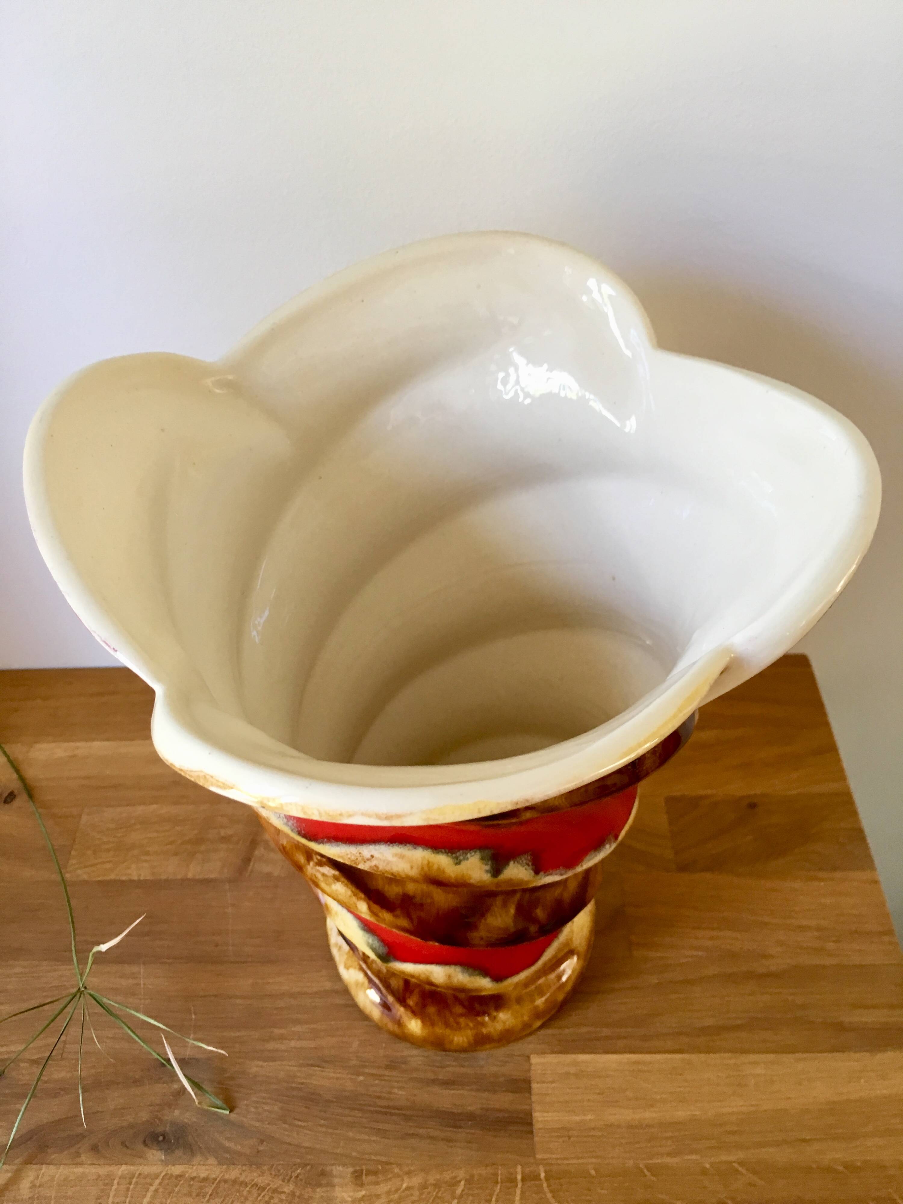 Grand vase en céramique emaillée signé baudin