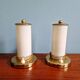Pair of Mid-Century bedside lamps in brass and cream opaline, 1950.