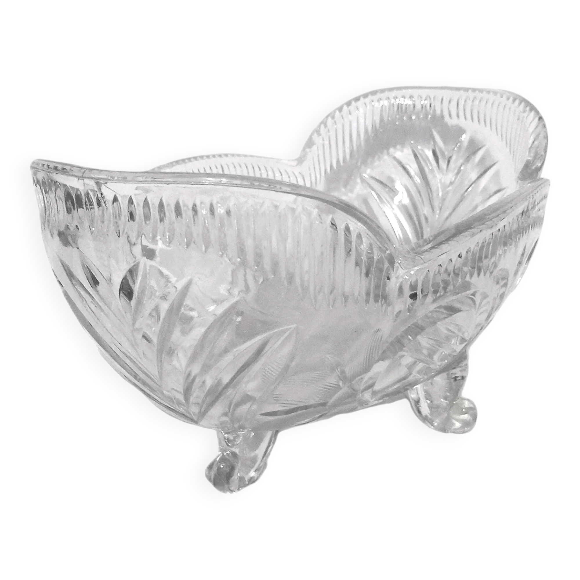 Ancienne coupe à fruits en verre taillé