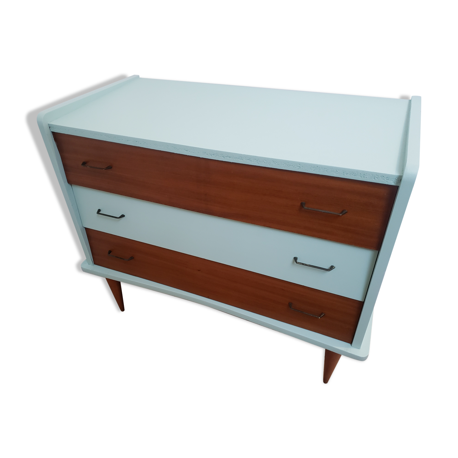 Vintage wood and blue chest of drawers