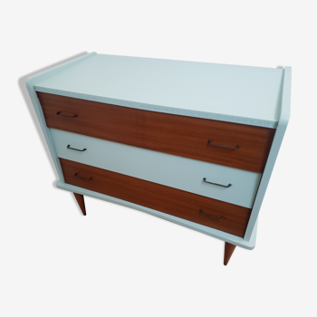 Commode  vintage bois et bleu