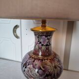 Lampe sur un vase ancien en émail cloisonné à joli décor floral rose