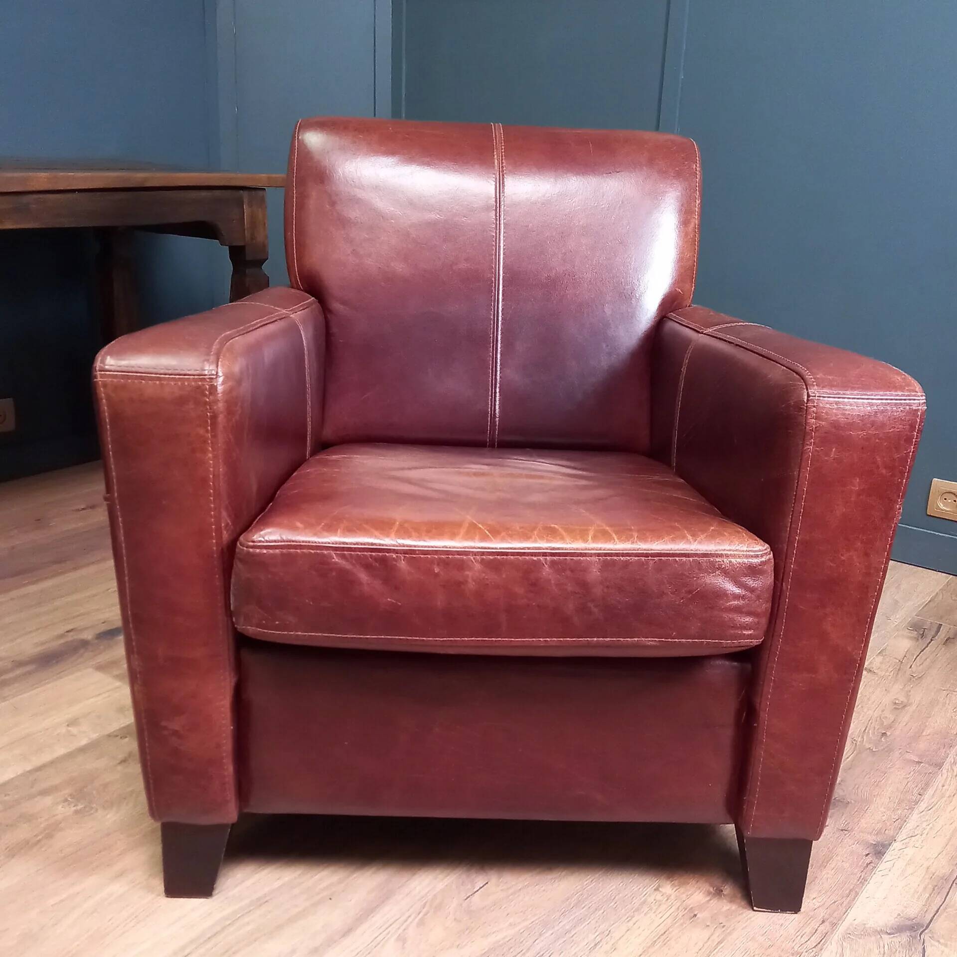 Cowhide club armchair, Vintage clubchair