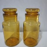 Two amber jars