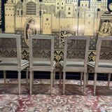 Set of 4 Louis XVI style caned chairs Jean Mocque