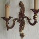 Vintage French bronze wall sconce with acanthus leaves and two light arms 51