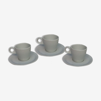 Trio tasses avec soucoupes en porcelaine Français Pillivuyt