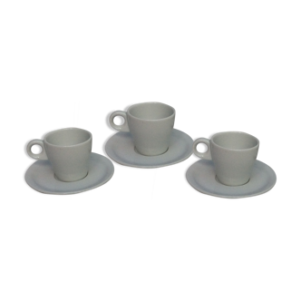 Trio tasses avec soucoupes en porcelaine Français Pillivuyt