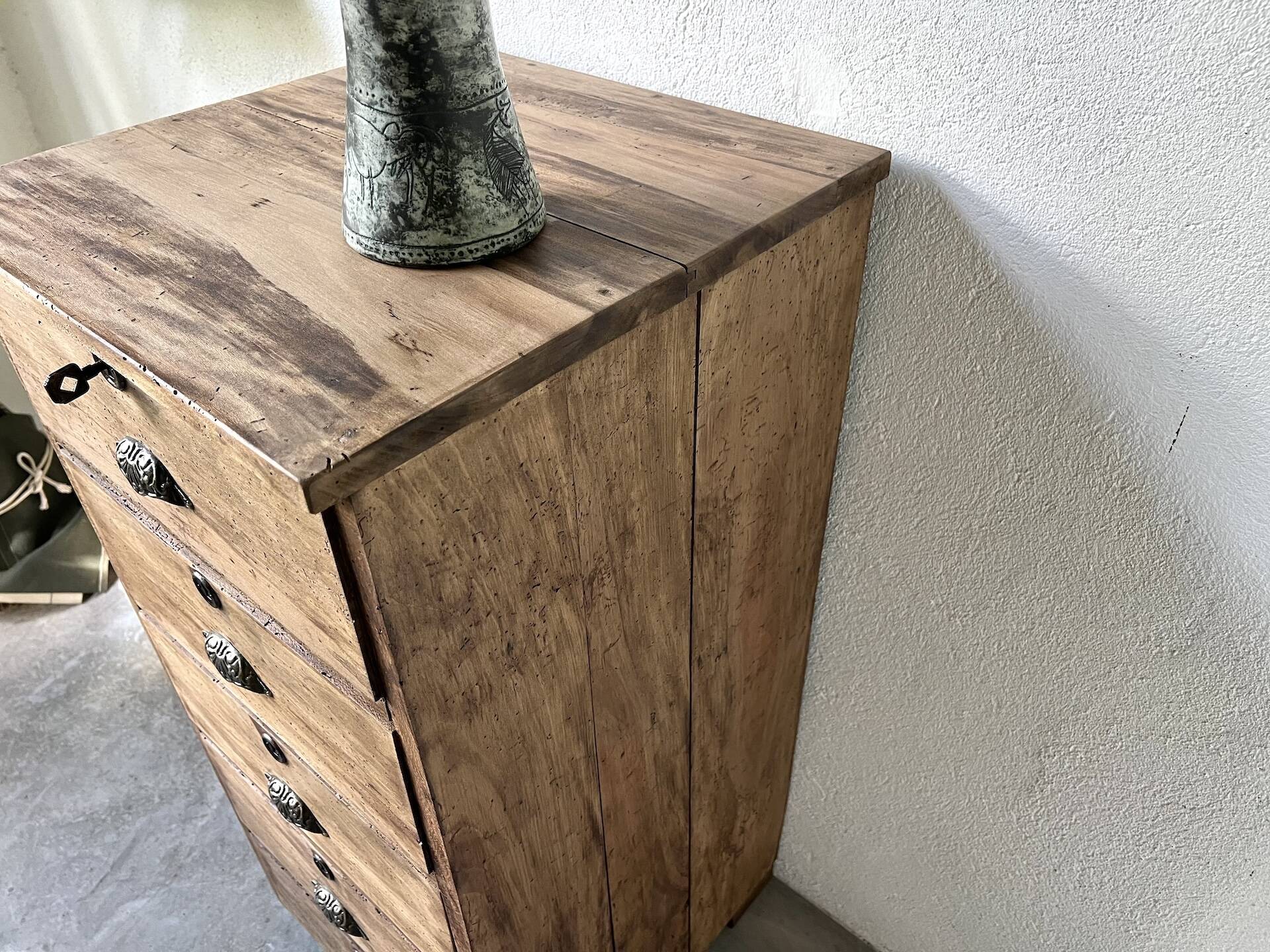 Small old vertical craft cabinet with 5 drawers