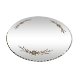 Bevelled round mirror with flowers