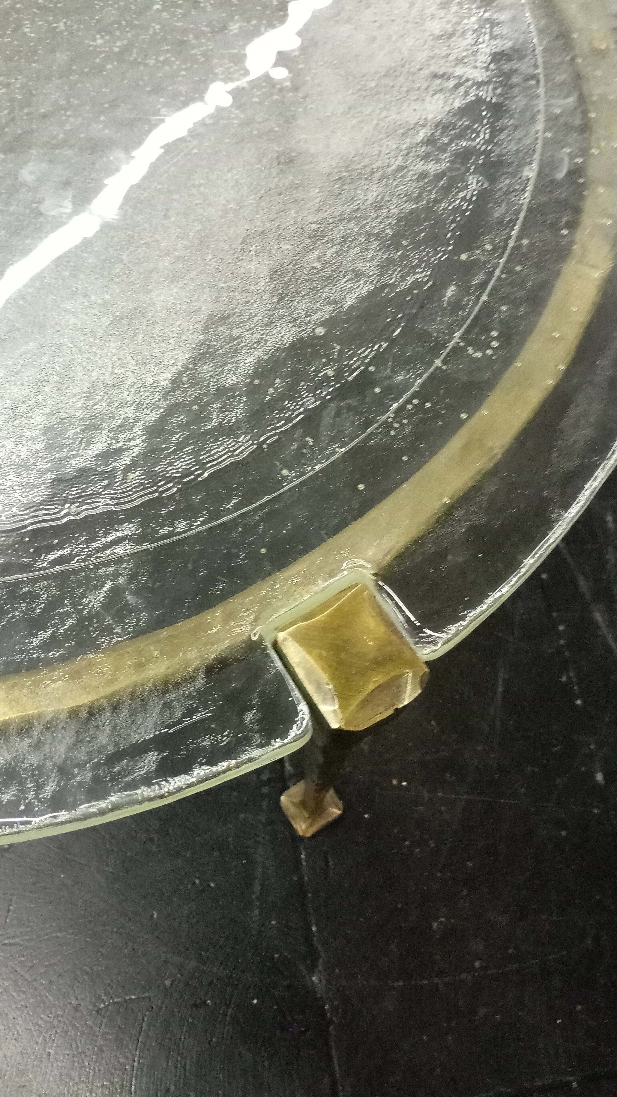 Coffeetable in bronce and crystalglass by Lothar Klute