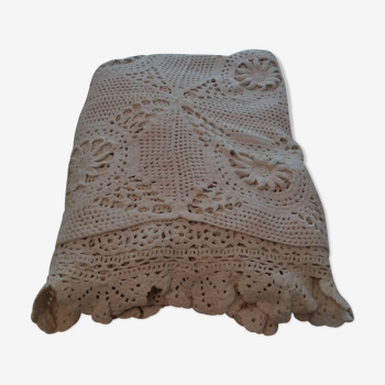 Dessus de lit couvre-lit vintage crochet coton
