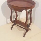 Vintage French Side Table with Lyre-Shaped Legs and Oval Tray Top