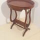Vintage French Side Table with Lyre-Shaped Legs and Oval Tray Top