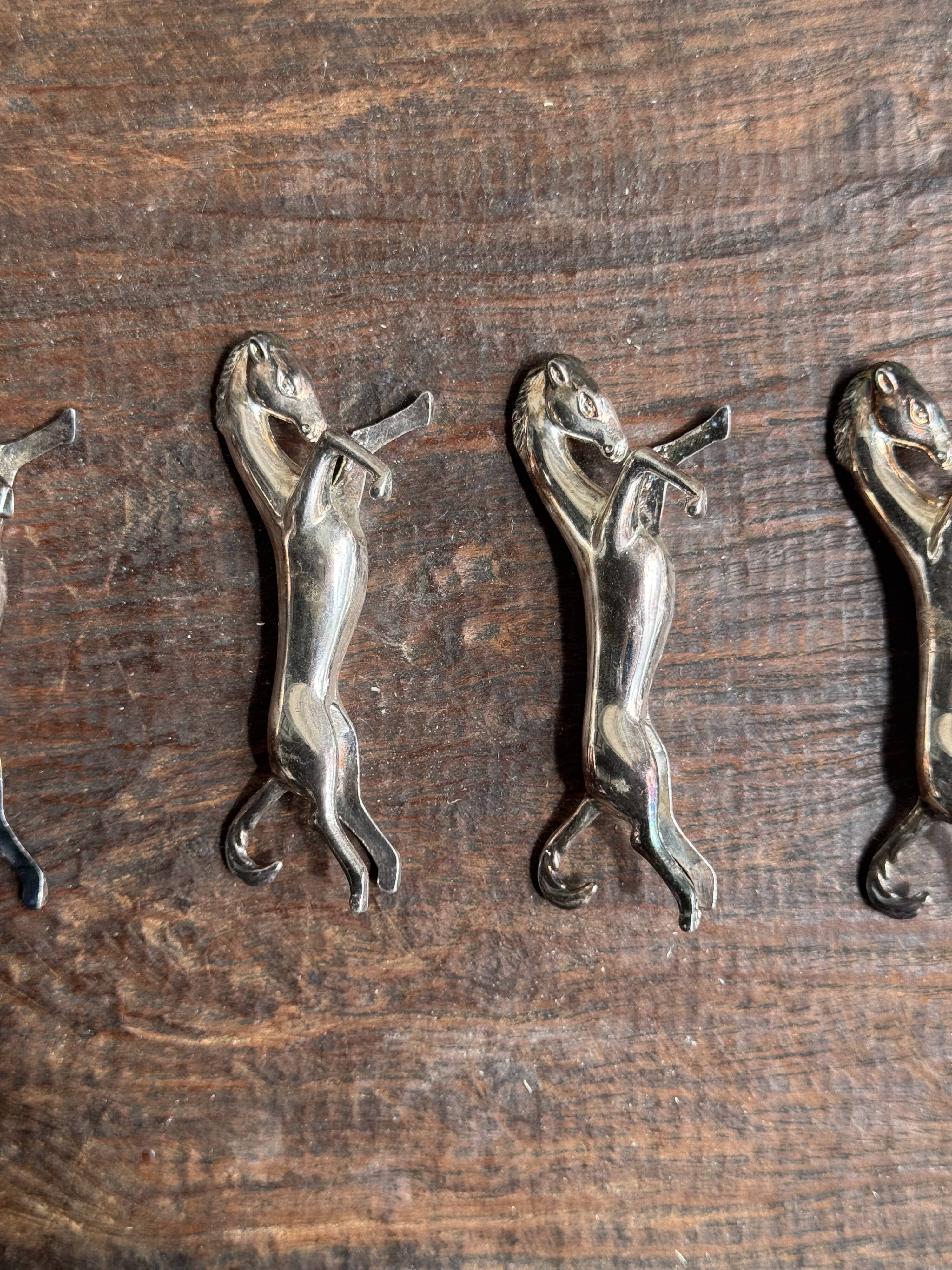 Set of 6 silver-plated horse knife rests L8 H2