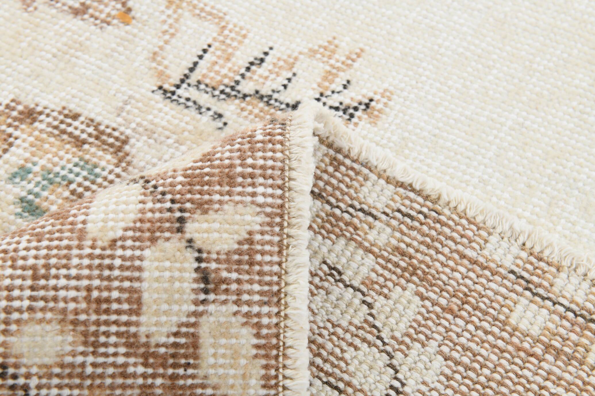 6x10 Cream & Brown Oriental Floral Pattern Vintage Rug, 193x298Cm