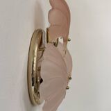 Vintage shell wall light, amber glass and brass, France, 1970.