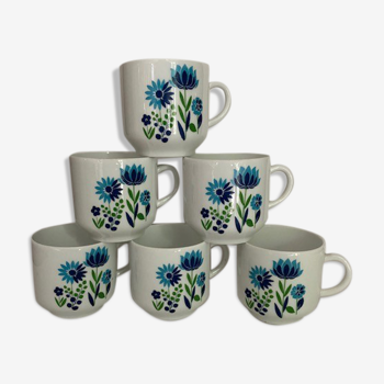 Coffee service "BERRY" in porcelain, decorated with blue flowers