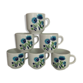 Coffee service "BERRY" in porcelain, decorated with blue flowers