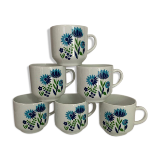 Service à café "BERRY" en porcelaine, à décor de fleurs bleues