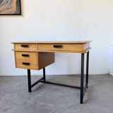 Modernist 50s oak metal desk