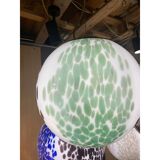 Contemporary Light Green and Black Sphere Pendant in Glass