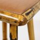 Vintage stool bamboo wood skai leather wooden tabuuret 49cm
