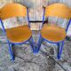 Pair of Chairs SOUVIGNET Model ELODIE Metal Blue & Wood Made in France