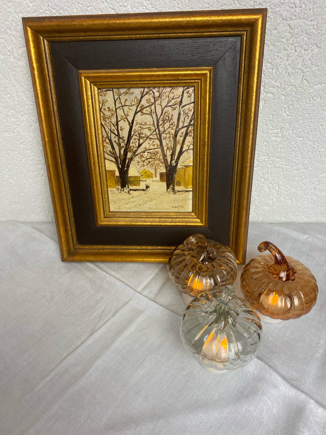 Oil on canvas signed “The two chestnut trees”