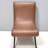 Brown Skai Lounge Chair with Black Varnished Metal Legs, Italy